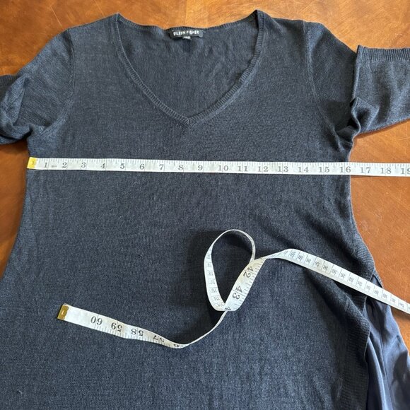 Eileen Fisher Tunic Sz XS Linen Silk Blend V Neck Half Sleeve Asymmetrical Hem - Picture 11 of 16